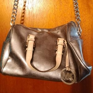 Michael Kors Pewter Satchel Purse with Wallet